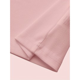 Sold Ribbed Elastic Waist Shorts, Casual Basic Shorts For Summer & Spring, Women's Clothing