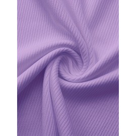 Sold Ribbed Elastic Waist Shorts, Casual Basic Shorts For Summer & Spring, Women's Clothing