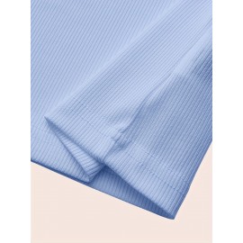 Sold Ribbed Elastic Waist Shorts, Casual Basic Shorts For Summer & Spring, Women's Clothing