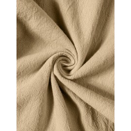 1pc Women'S Casual Polyester Shorts, Solid Color, All-Season, Woven Fabric, with Fake Drawstring Detail